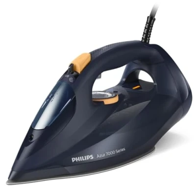 Imagen de Philips Azur 7000 Series Plancha De Vapor 3000 W, 55 g/min Vapor, Golpe 250 g, Vertical, Suela SteamGlide Elite, Azul/Amarillo (DST7060/20)