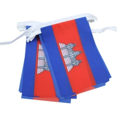 Imagen de GUIRNALDA 6 metros 20 BANDERAS de CAMBOYA 21x15cm BANDERA CAMBOYANA 15 x 21 cm BANDERINES AZ FLAG