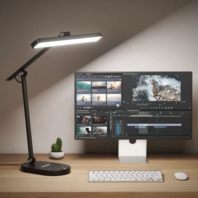 Imagen de Honeywell lámpara de escritorio LED para oficina en casa H4 Sunturalux™ Luz el cuidado los ojos, mesa regulable 14 W con 3 modos color, 5 niveles brillo,