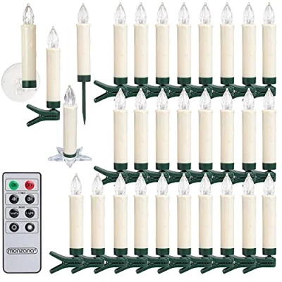 Imagen de Monzana Set de 30x Velas LED para Árbol Navidad Inalámbricas Multicolor Control Remoto Temporizador Decoración Navideña