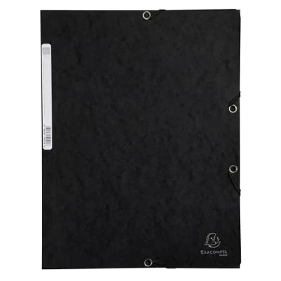 Imagen de Exacompta 55501E Caja de 25 subcarpetas con gomas elásticas bolsillos 3 solapas en cartulina brillo 400 g/m2 dimensiones 24 x 32 cm para documentos formato A4 color negro