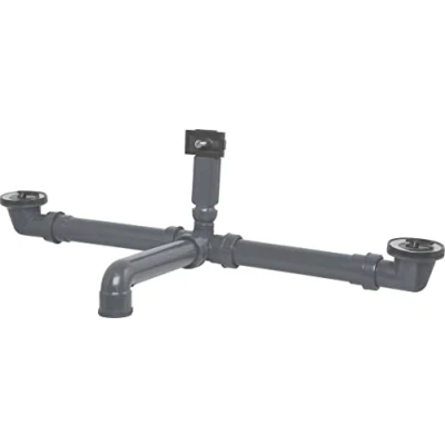 Imagen de Cornat T354504R Rezyklat Desagüe para Fregadero Doble Reversible (1 1/2&quot;, Rosca Exterior de plástico Reciclado, Fabricado en Alemania), Gris