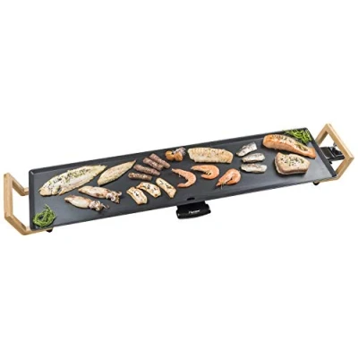 Imagen de Bestron XXL plancha electrica para cocinar en diseño ASIA, cocina con revestimiento antiadherente, Parrilla eléctrica hasta 8 personas, 1800 vatios, color: negro