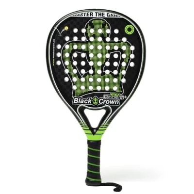Imagen de Black Crown Pala de Padel Piton Attack 12k+ Forma lágrima Superficie Rugosa Potencia Peso 355 gr Marco 38 mm con Doble Tubular Fibra Carbono 80% Resistente Nivel Avanzado