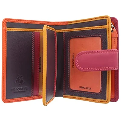 Imagen de VISCONTI Leather Rainbow Collection Bolso Bali con bloqueo RFID RB40, Naranja Multi, Talla única, Moderno