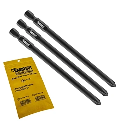 Imagen de 3 x SabreCut SC116PH2_3 116 mm PH2 Compatible con Hilti SMD 57 SMD57 116/4 1/2 Destornillador para paneles de yeso intercalado alimentación automática Broca pistola
