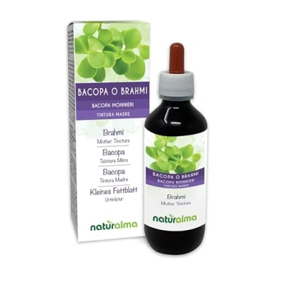 Imagen de Bacopa o Brahmi (Bacopa monnieri) hierba Tintura Madre sin alcohol Naturalma Extracto líquido gotas 200 ml Complemento alimenticio Vegano