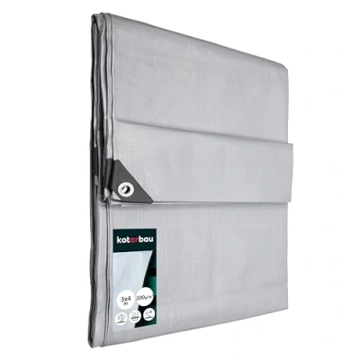 Imagen de KOTARBAU® Lona Impermeable Exterior, 3 x 4 m, Gris, 200 g/m2, Ojales de Aluminio, protección Resistente, Cubierta, Industrial Polietileno, Toldo Reforzado, Lonas Impermeables Exterior