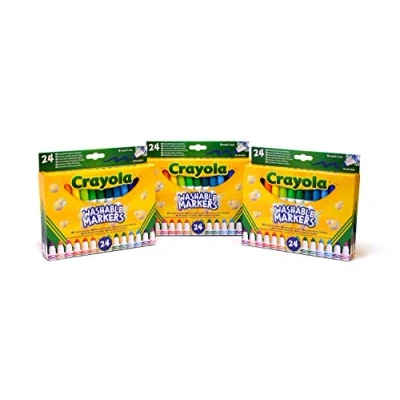 Imagen de Crayola 3 Paquetes de 24 rotuladores Maxi Punta, Tinta Lavable, para Escuela y Tiempo Libre, Multicolor, 7461