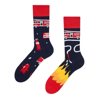 Imagen de Dedoles Calcetines Unisex Hombre Mujer y Niños Algodón muchos diseños divertidos diferente izquierda derecha, color: Azul, diseño: Bombero, tamaño: 43 46