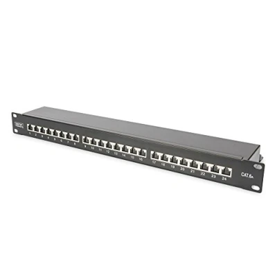 Imagen de DIGITUS LSA Patch Panel Cat 6A 24 puertos 1 U Apantallado Clase EA Solapa de protección contra el polvo Negro RAL 9005