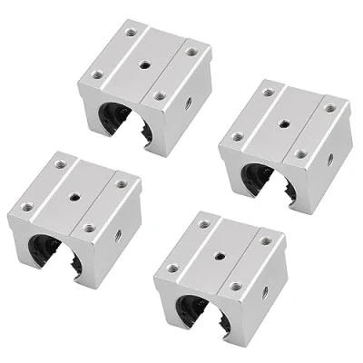 Imagen de 4 rodamientos lineales SBR20UU,20 mm de aluminio abierto bolas bloque deslizante para riel lineal SBR20
