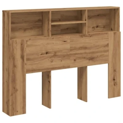 Imagen de vidaXL Mueble cabecero Roble Artisan 140x19x103,5 cm, cabecero, Armario de Cama, con estantería, Cama almacenaje