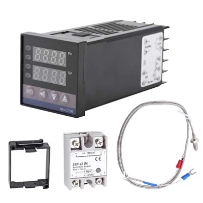 Imagen de controlador de temperatura PID REX C100, alarma 0 13 1300 ℃ Kits LED digital C100 AC110V 240V