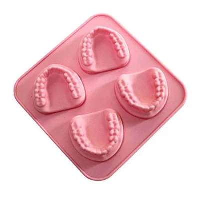 Imagen de LANCHEN 4 Agujeros dentadura en Forma de Dientes Molde para Cubitos Hielo Bandeja Silicona Helado DIY