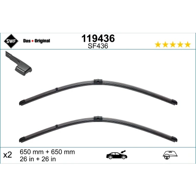 Imagen de Limpiaparabrisas Swf Visioflex 119436 delante Sin marco VOLKSWAGEN: Touareg I, PORSCHE: Cayenne