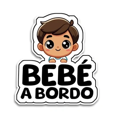 Imagen de Pegatina Bebe a Bordo Coche, Niño Bordo, Pegatinas Coche 16 x 14 cm, de Resistente UV e Impermeable, Classic Sticker