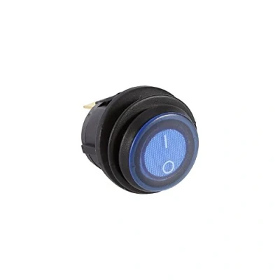 Imagen de Interruptor redondo LED, Fydun 12V LED Dot Light Car Boat Round Rocker ON/OFF SPST para Truck Marine Auto (Azul)