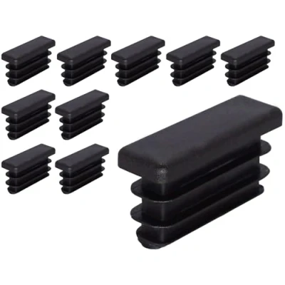 Imagen de SKIR&#039;CO 10 tapones rectangulares de plástico x 40 mm, tapas tubo mate, insertos rectangulares, para postes valla, color negro RAL 9005