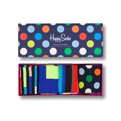 Imagen de Happy Socks 4 Pack New Classic Set, coloridos y alegres, calcetines para hombre mujer, Negro Azul (36 40)