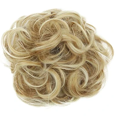 Imagen de CAISHA XL Postizo Coletero Lazo Para El Pelo Voluminoso Ondulado Cabello Sintético Mezcla De Rubios G20E