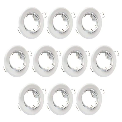 Imagen de Lu Mi 10x Juego De Proyectores focos empotrables led Gu10 10 Unidades Bastidor Montaje Blanco, Incl. Zócalo Para Lámparas Leds O Halógenas, Giratorio 30, Redondo