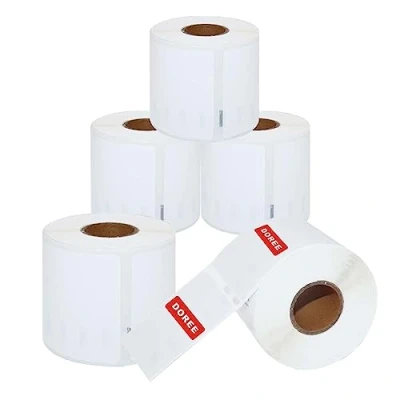 Imagen de Doree 5 rollos 99014 de 54 mm x 101 mm, 1100 etiquetas envío/etiquetas nombre (grandes), autoadhesivas compatibles con DYMO S0722430 para LabelWriter 450 Serie y 4XL