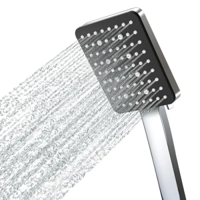 Imagen de Newentor Alcachofa de ducha, cabezal ducha grande, ahorro agua, alta presión, rectangular, con 6 tipos chorro (cabezal sin manguera), negro mate
