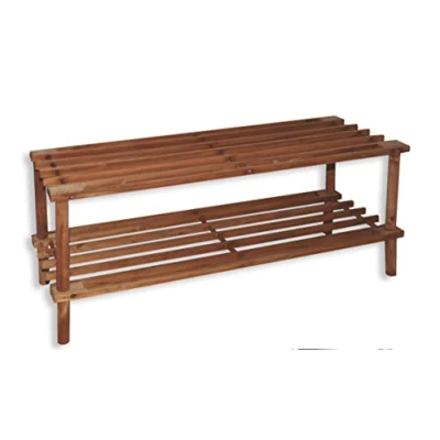 Imagen de HERSIG Banco Zapatero Madera Entrada Recibidor 2 Alturas 74 x 26 29,5 cm Color Caoba