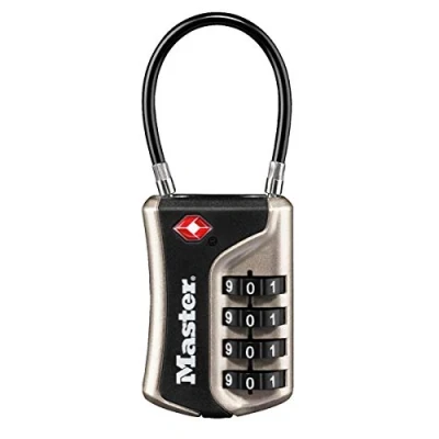 Imagen de Master Lock 4697EURDNKL Candado para Equipaje Aprobado por la TSA con Combinación, Níquel, 9.3 x 3.6 1.5 cm