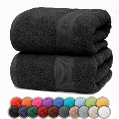 Imagen de NatureMark Paquete de 2 Toallas baño 70 x 140 cm, Toalla Ducha en Doble, Color: Negro