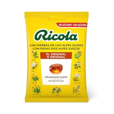 Imagen de Ricola Original, Caramelos Duros, Refresca y Alivia la Garganta las Vías Respiratorias, con Aceites Esenciales de Menta, Mentol 13 Hierbas Suizas, Sin Azúcar, Edulcorante Bolsa 70 g