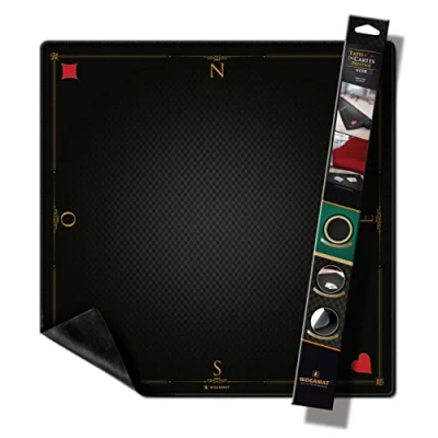 Imagen de WOGAMAT Alfombra de juego lujo negra para tarot póker, contra, esquina 60 X Cm Neopreno grueso anti manchas y antideslizante en todo tipo superficie Deslizamiento cartas ajustado