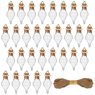 Imagen de BELLE VOUS Pack de 30 Frascos Vidrio Tapon Corcho y Cuerda Botellitas Cristal Pequeñas 1,5 ml Mini Botellas Regalitos en Fiestas, los Deseos o Decorar