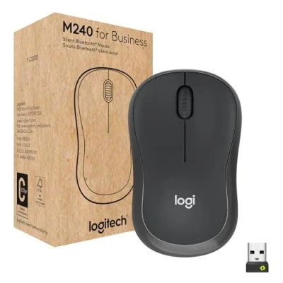 Imagen de Logitech M240 for Business, ratón inalámbrico silencioso, Receptor USB Logi Bolt Seguro, Bluetooth, certificación Global para Windows, Mac, Chrome, Linux, iPadOS, Android Grafito
