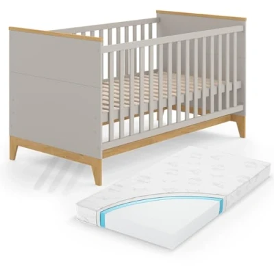 Imagen de Vitalispa Cuna para bebé &quot;Malia&quot;, Roble cachemira, 143,2 x 81 cm, con colchón