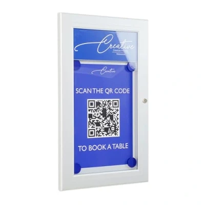 Imagen de Danieli Store Tablón de Anuncios Exterior Plateado para Menús con Cerradura y Par Llaves Fácil Montaje en Pared Superficie Acero Magnético Escribible (A4)