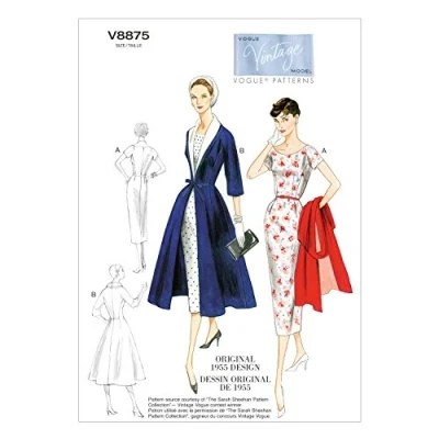 Imagen de Vogue Patterns V8875 Patrones de Costura para Vestidos con cinturón y Abrigos Cuello Quita pon Mujer (Tallas 36 a 44)