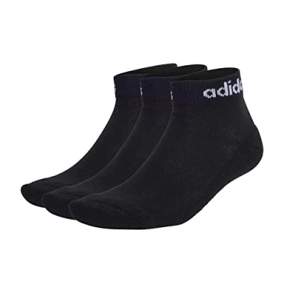 Imagen de adidas Unisex adulto Linear Ankle Cushioned Socks 3 Pairs, Black / White, 43 45