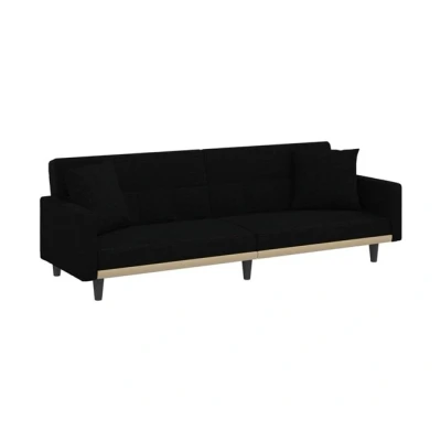 Imagen de vidaXL Sofá Cama con Cojines Tela Negro
