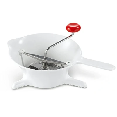 Imagen de Moulinex Pasapurés manual de plástico y acero inoxidable, formato compacto con dos discos tamizadores, para purés, sopas compotas, mango ergonómico, fácil limpieza