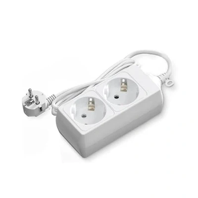 Imagen de Regleta Blanca de 2 Tomas schuko sin Interruptor, 5m H05VV F 3G1.5m㎡, Base