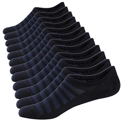 Imagen de Ueither Calcetines Cortos para Hombre y Mujer Antideslizantes Respirable tobilleros Invisibles (38 44,Azul marino (6 Pares))