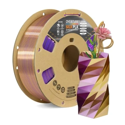 Imagen de OVERTURE Seda Dual Color PLA Filamento de 1,75 mm, Bobina 1 kg (2,2 lb), SILK Precisión Dimensional +/ 0.02 Para Impresora 3D (Seda Púrpura Oro)