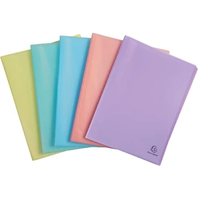 Imagen de Exacompta Ref. 88470E Paquete de 5 protectores documentos Chromaline Pastel 40 fundas cristal 80 vistas para A4 Tamaño 24 x 32 cm Cubierta polipro reciclado translúcido