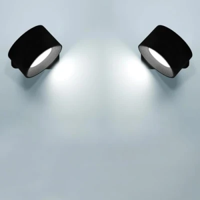 Imagen de Anmossi Lámpara de Pared LED,2 Piezas,Aplique Interior con Batería Carga USB,3 Colores y 3 Niveles Brillo Focos,360 Giratorio Control Táctil Lámparas Inalámbricas(Negro)