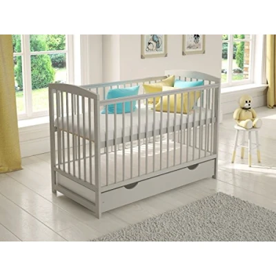 Imagen de Love For Sleep Cuna de Madera para niños con cajón 120 x 60 cm + colchón Espuma Barrera Seguridad Madera+Rieles denticion