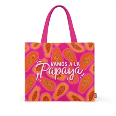 Imagen de Legami Bolsa de Playa, Playa Grande, Material Reforzado, con Cierre botón magnético, Tote Bag, soporta hasta 15 kg, 44 x 61,5 cm, Papaya,