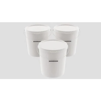Imagen de MARMOS PLAST Juego de 3 cubos 20 litros, plástico, con tapa, apilables, para leche, miel, alimentos, aptos harina, agua