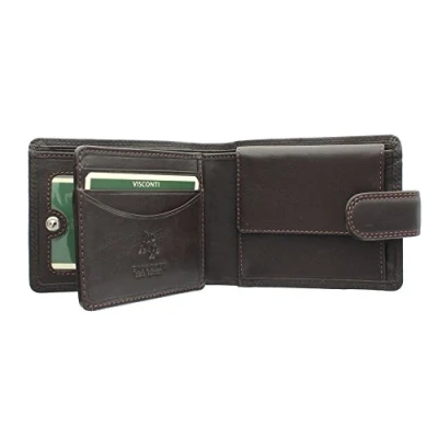 Imagen de Visconti Colección Heritage Knightsbridge Cartera de Cuero con Cierre Lengüeta HT10 Bloqueo RFID Chocolate